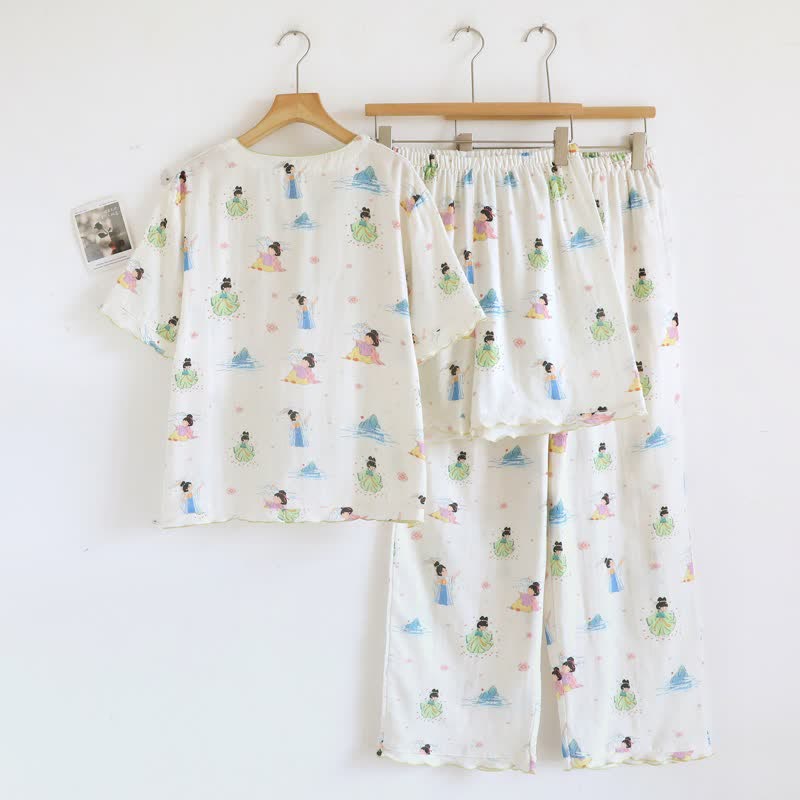 Vintage Oriental Princess Inspired Cotton Pajamas(3PCS)
