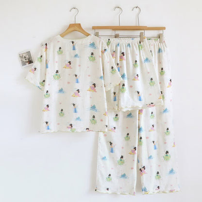Vintage Oriental Princess Inspired Cotton Pajamas(3PCS)