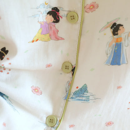 Vintage Oriental Princess Inspired Cotton Pajamas(3PCS)