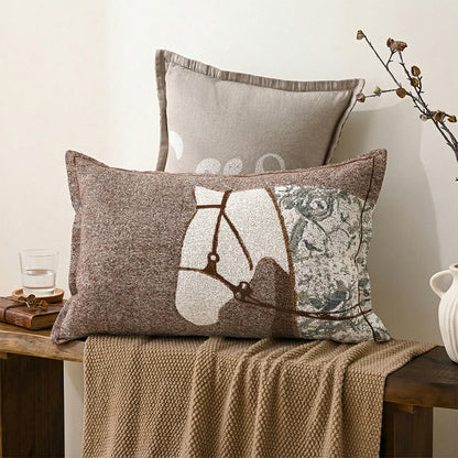 Horse Jacquard Button Cutton Pillowcases (2PCS)