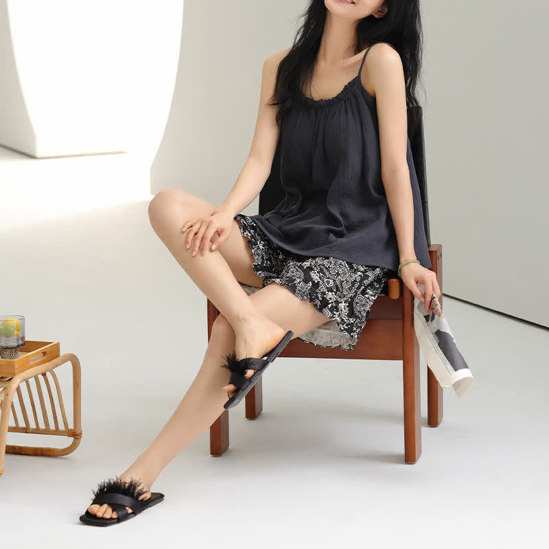 Cami & Vintage Pattern Shorts Pajama Set
