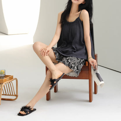 Cami & Vintage Pattern Shorts Pajama Set