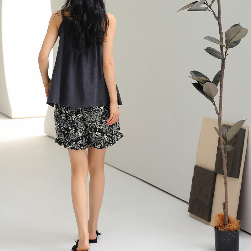 Cami & Vintage Pattern Shorts Pajama Set