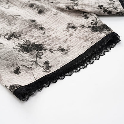 Black Floral Cotton Cami & Shorts Pajamas