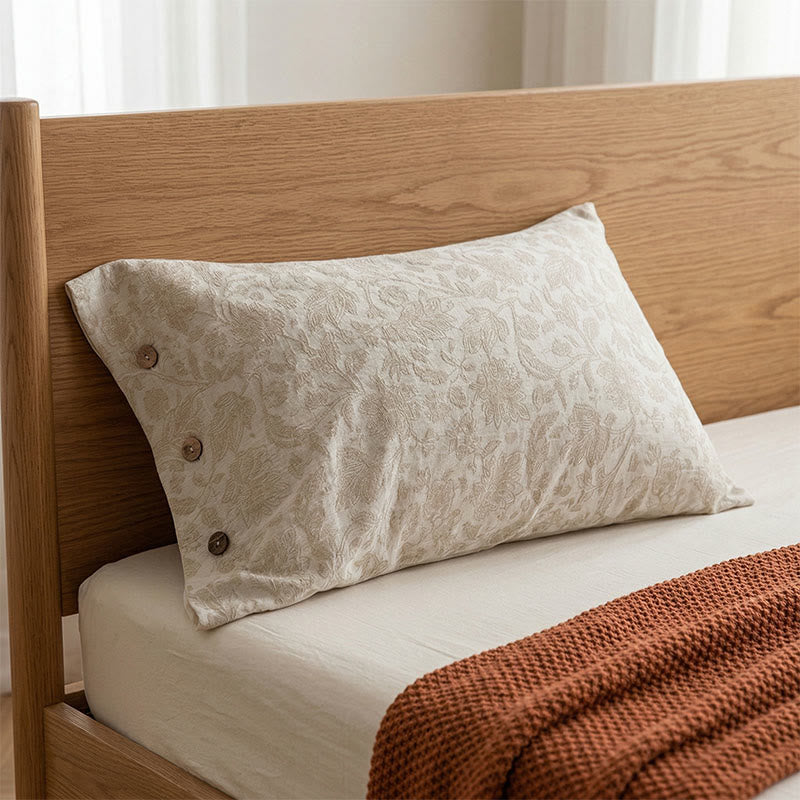 Floral Jacquard Button Pillowcases (2PCS)