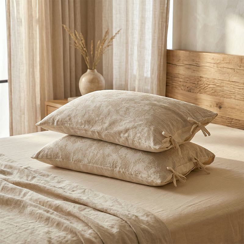 Floral Bow Tie Cotton Linen Pillowcases (2PCS)