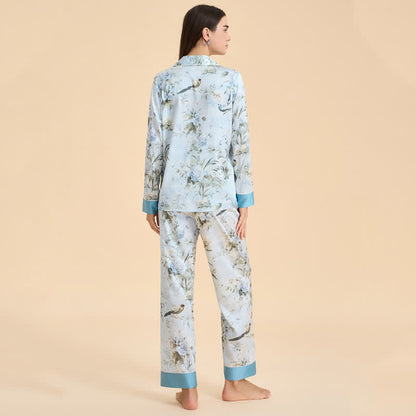 Elegant Floral & Bird Print Pajama Set
