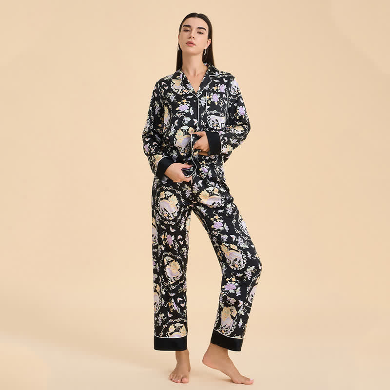 Oriental Mythical Qilin Print Pajama Set