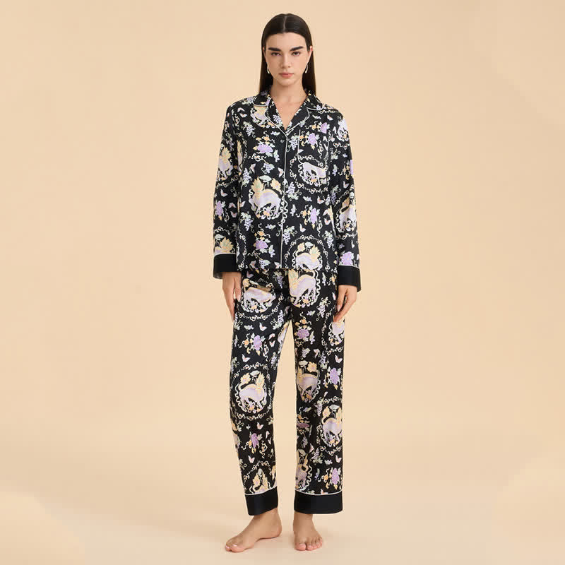 Oriental Mythical Qilin Print Pajama Set