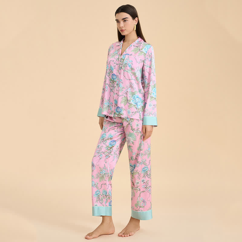 Artistic Blue Floral Pajama Set