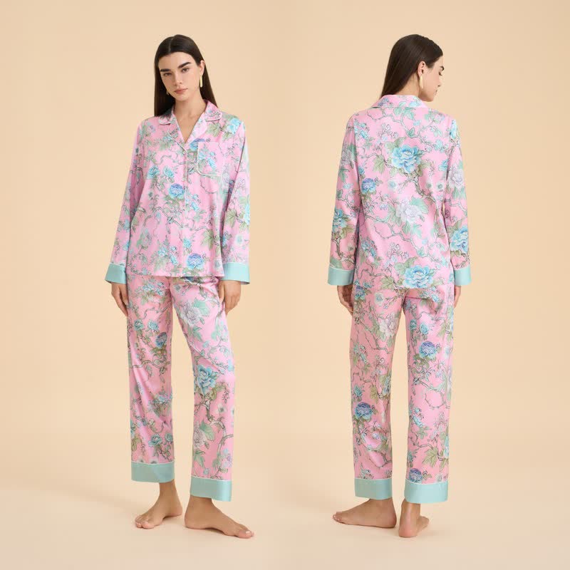 Artistic Blue Floral Pajama Set
