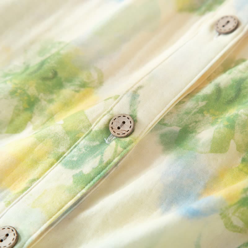 Floral Ruffled Cotton Gauze Pajama Set
