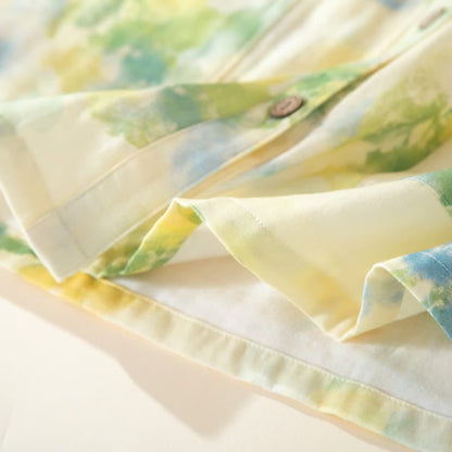 Floral Ruffled Cotton Gauze Pajama Set