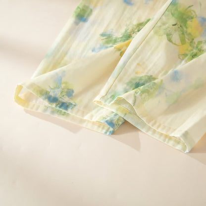 Floral Ruffled Cotton Gauze Pajama Set