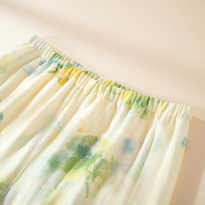Floral Ruffled Cotton Gauze Pajama Set