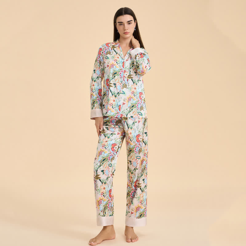 Tropical Style Floral Pajama Set