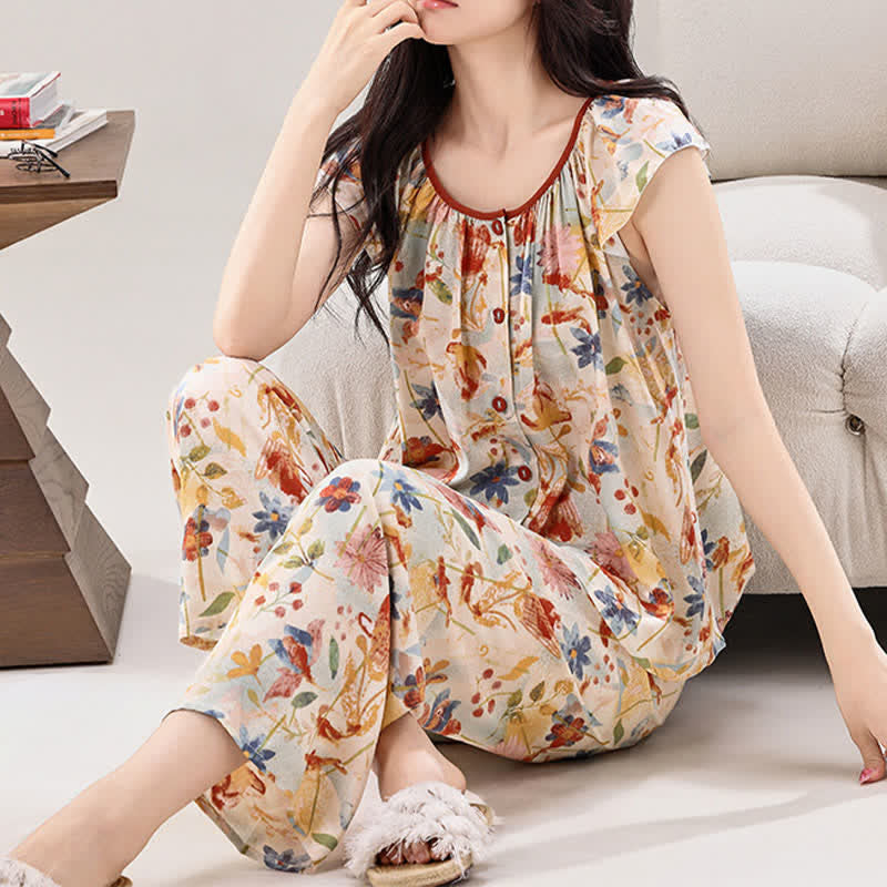 Rustic Style Floral Bloom Loungewear Set
