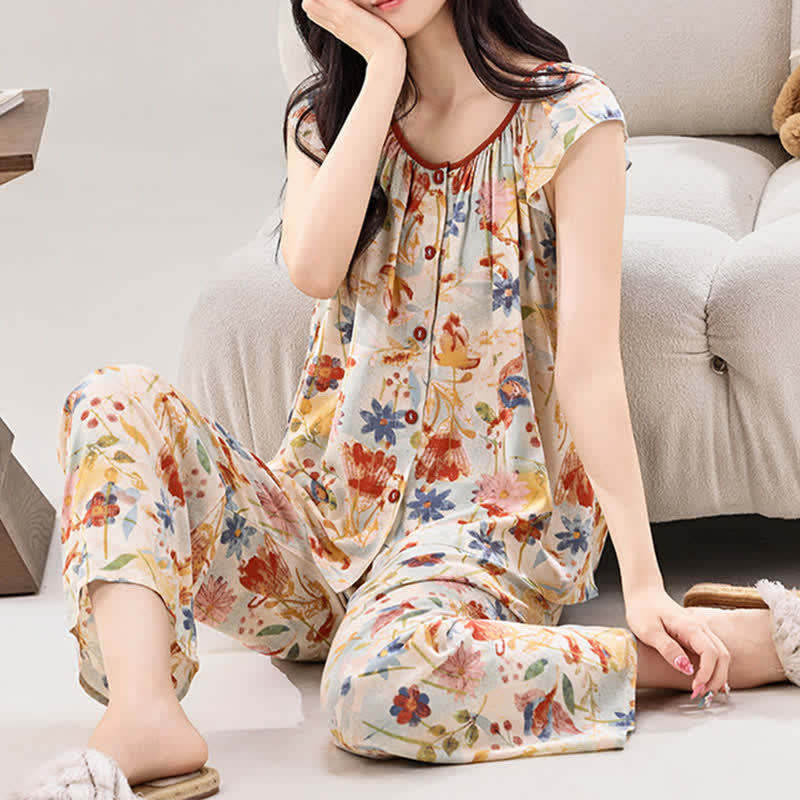 Rustic Style Floral Bloom Loungewear Set