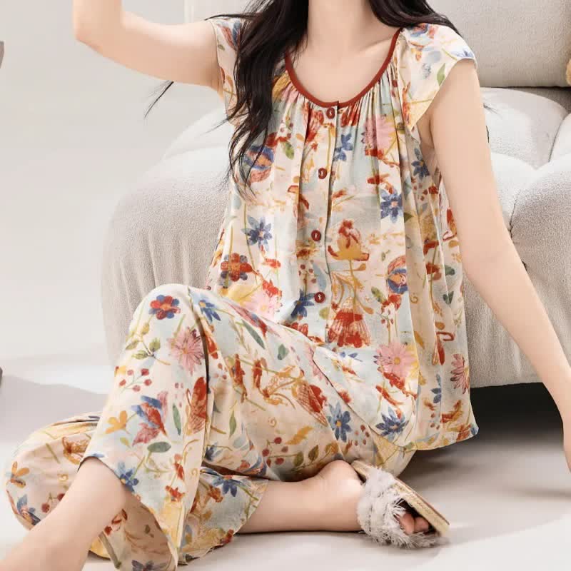 Rustic Style Floral Bloom Loungewear Set