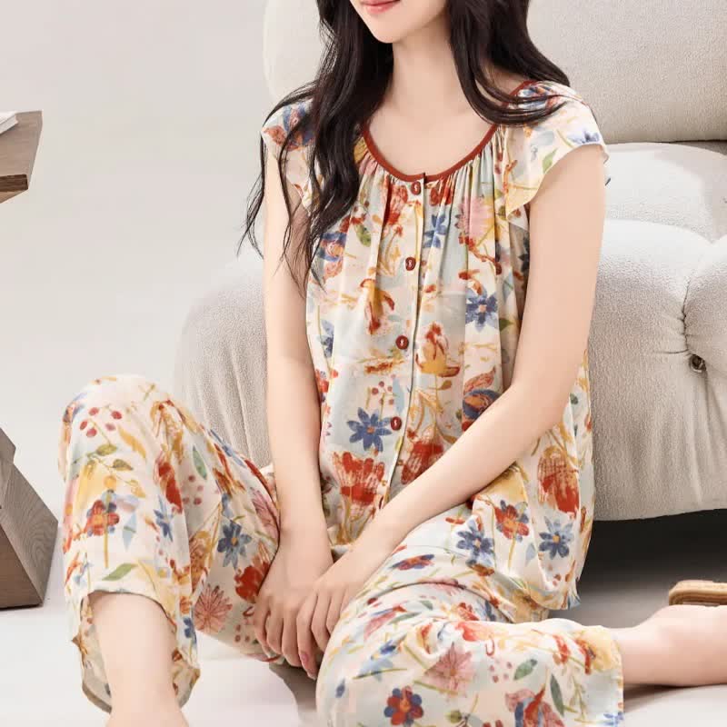 Rustic Style Floral Bloom Loungewear Set