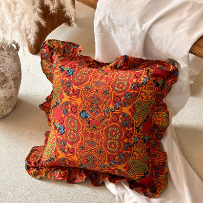 Moroccan Geometric Ruffle Throw Pillow