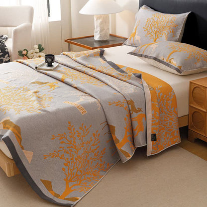 Deer & Tree Cotton Gauze Quilt Blanket