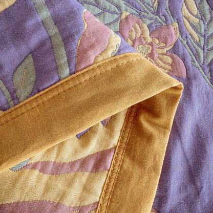 Pastoral Floral & Leaf Cotton Gauze Quilt Blanket