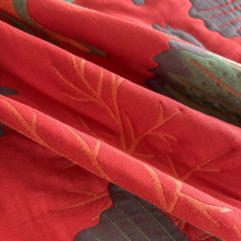 Artistic Floral & Butterfly Cotton Gauze Quilt Blanket