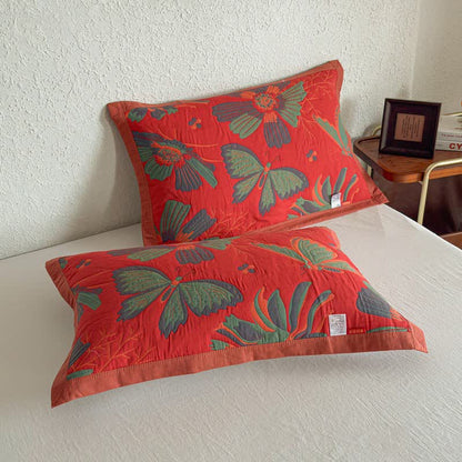 Artistic Floral & Butterfly Cotton Gauze Quilt Blanket