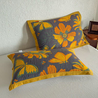 Artistic Floral & Butterfly Cotton Gauze Quilt Blanket