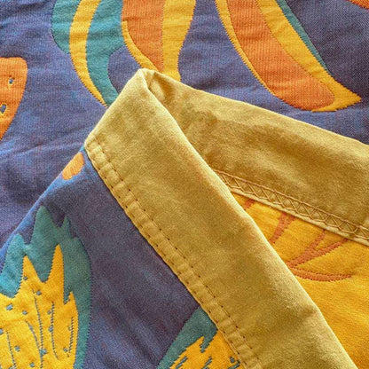 Artistic Floral & Butterfly Cotton Gauze Quilt Blanket