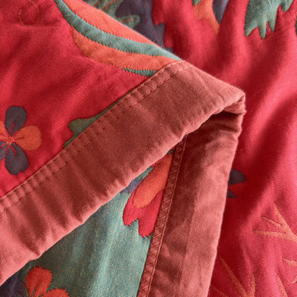Artistic Floral & Butterfly Cotton Gauze Quilt Blanket