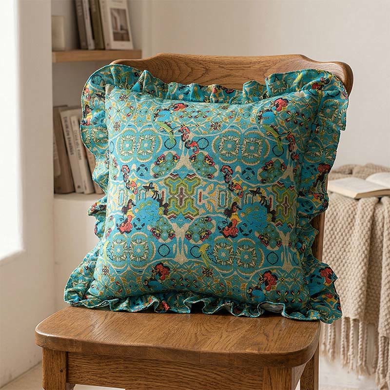 Moroccan Geometric Ruffle Throw Pillow