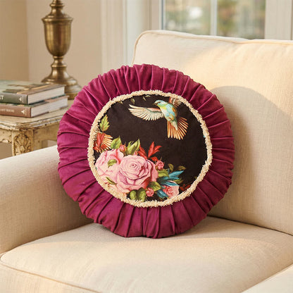 Vintage Floral Round Throw Pillow