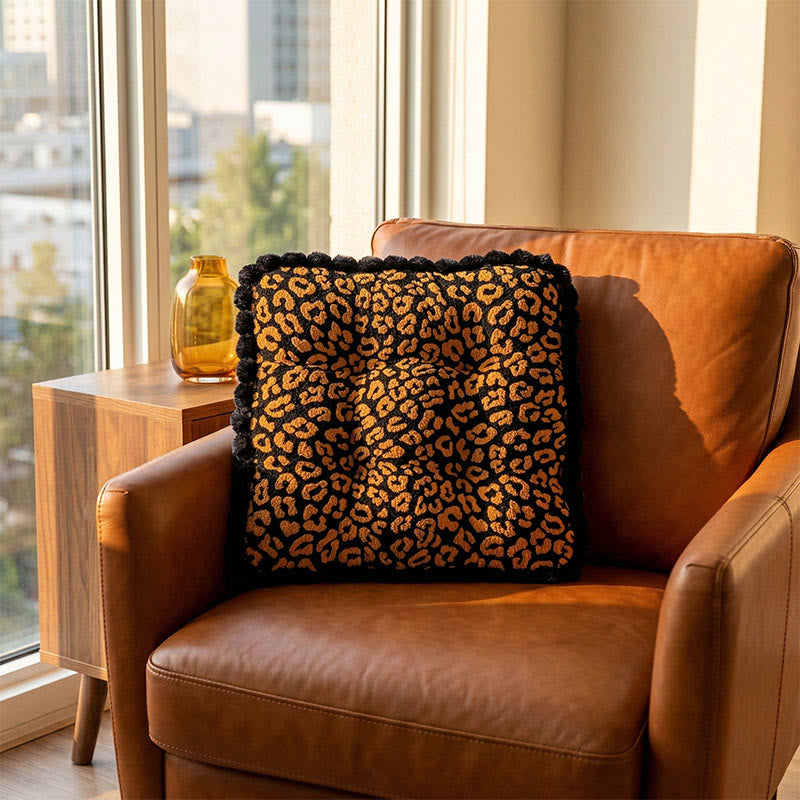 Leopard Print Square Throw Pillow