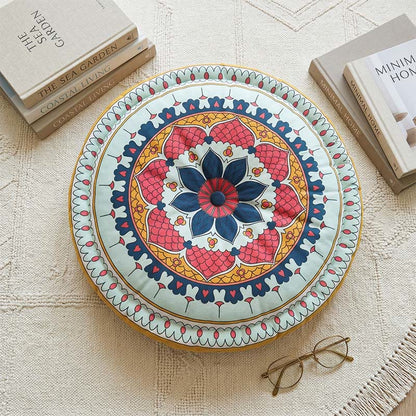Bohemian Leaf  Round Throw Pillow