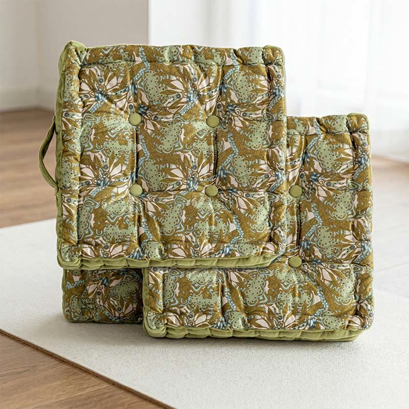 Vintage Green Square  Throw Pillow