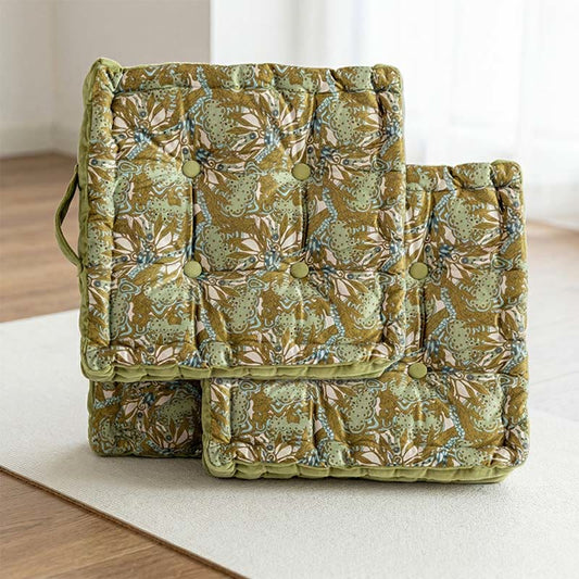 Vintage Green Square  Throw Pillow