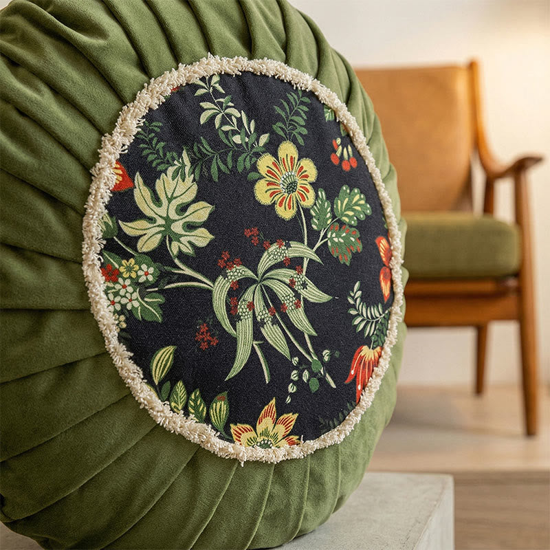 Vintage Chinese Floral Throw Pillow