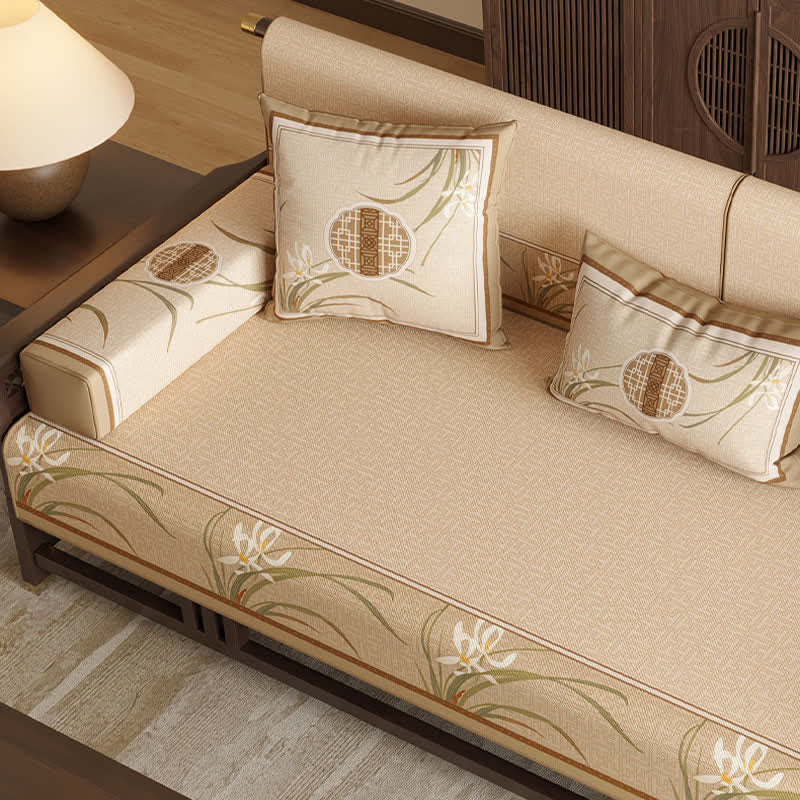 Vintage Orchid Print Sofa Protector Couch Cover Couch Protector Dustproof Grey newin260414 Orchid Sofa Blanket Sofa Cover Sofa Protector