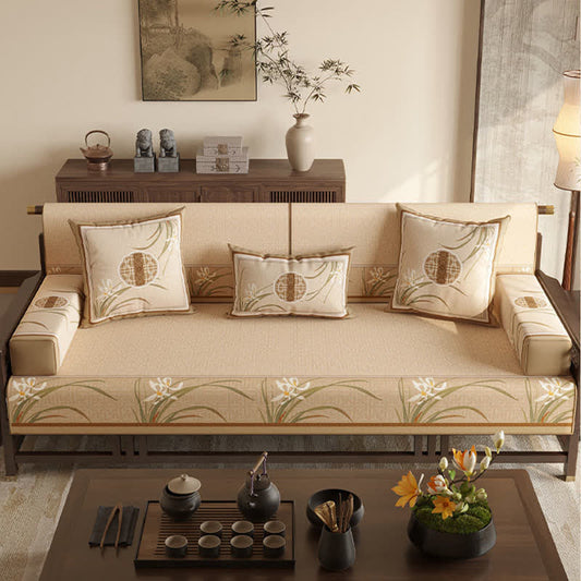 Vintage Orchid Print Sofa Protector