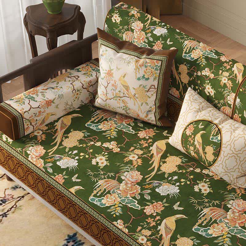 Vintage Floral & Bird Print Sofa Protector Bird Couch Cover Couch Protector Dustproof Floral Grey newin260414 Sofa Blanket Sofa Cover Sofa Protector
