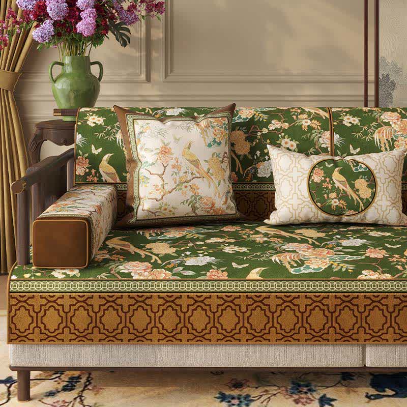 Vintage Floral & Bird Print Sofa Protector Bird Couch Cover Couch Protector Dustproof Floral Grey newin260414 Sofa Blanket Sofa Cover Sofa Protector