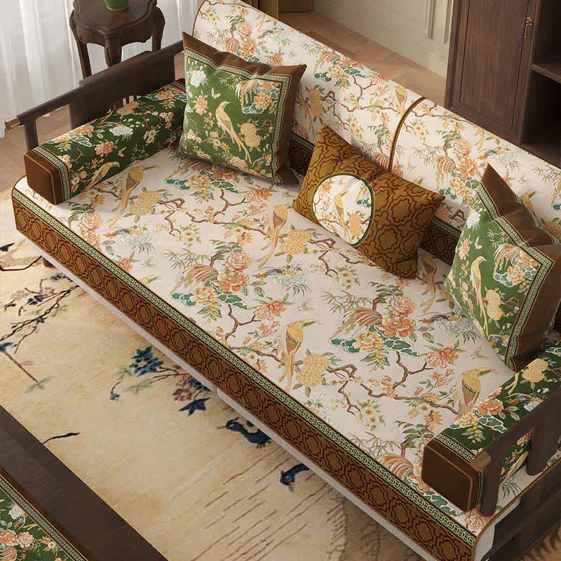 Vintage Floral & Bird Print Sofa Protector Bird Couch Cover Couch Protector Dustproof Floral Grey newin260414 Sofa Blanket Sofa Cover Sofa Protector