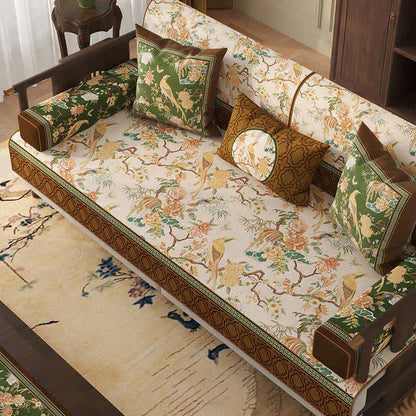 Vintage Floral & Bird Print Sofa Protector Bird Couch Cover Couch Protector Dustproof Floral Grey newin260414 Sofa Blanket Sofa Cover Sofa Protector