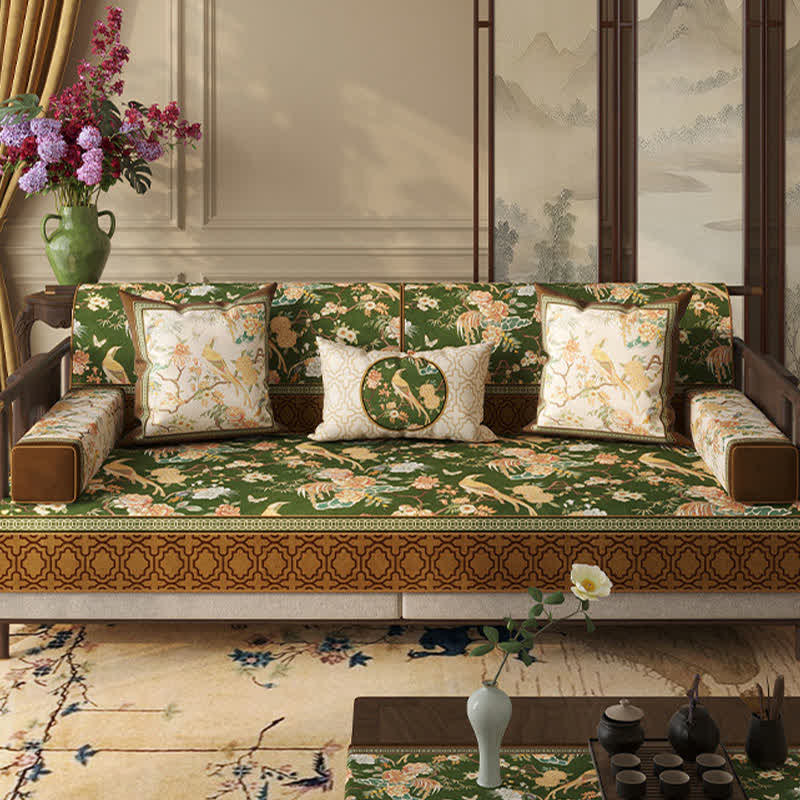 Vintage Floral & Bird Print Sofa Protector Bird Couch Cover Couch Protector Dustproof Floral Grey newin260414 Sofa Blanket Sofa Cover Sofa Protector