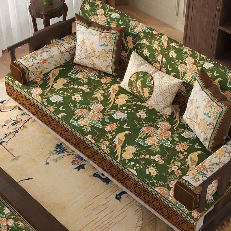 Vintage Floral & Bird Print Sofa Protector Bird Couch Cover Couch Protector Dustproof Floral Grey newin260414 Sofa Blanket Sofa Cover Sofa Protector