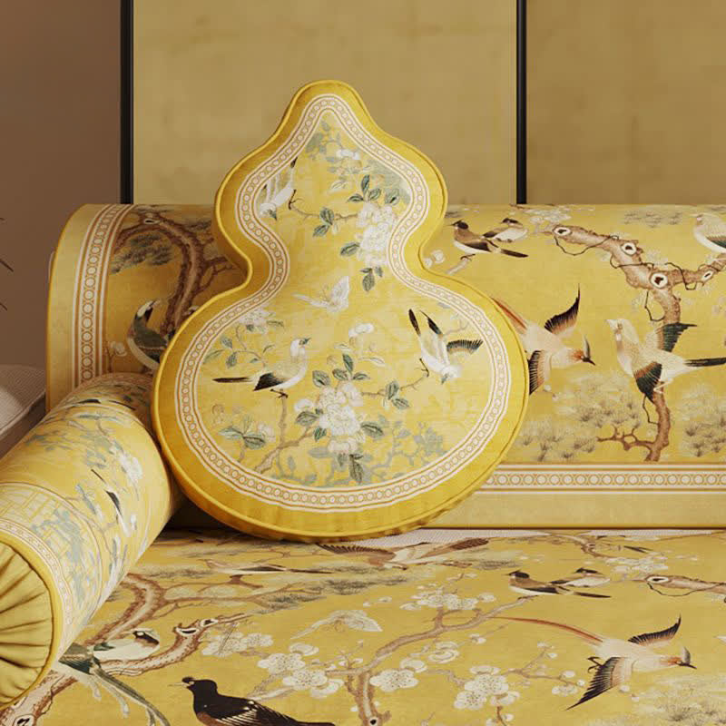 Oriental Floral Bird Print Sofa Protector