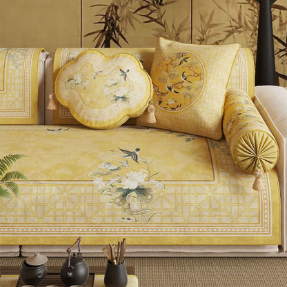 Vintage Floral Bird Print Sofa Protector Bird Couch Cover Couch Protector Dustproof Floral Grey newin260414 Sofa Blanket Sofa Cover Sofa Protector