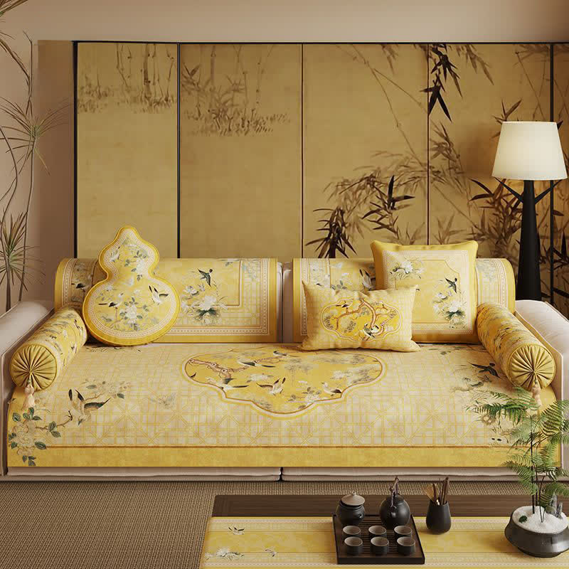 Oriental Style Bird & Floral Sofa Protector